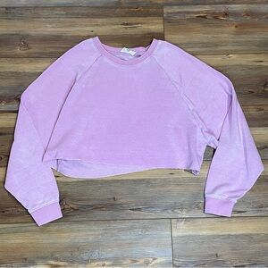 DOUBLE ZERO Pink Long Sleeve Cropped Top Women Spicy Size Small